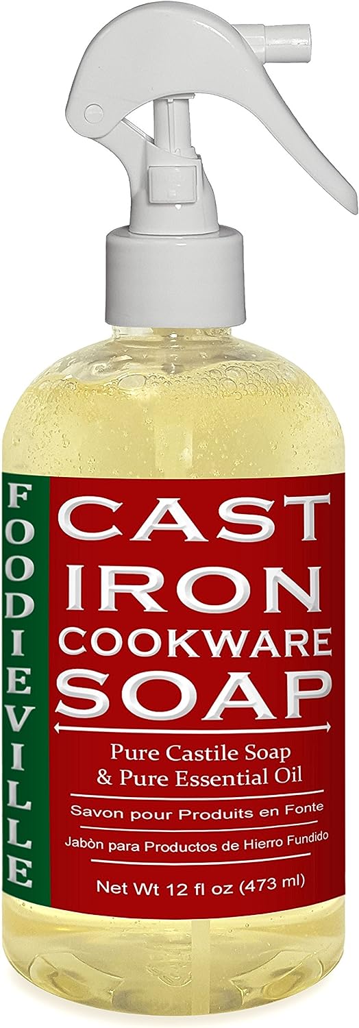 Jabón de hierro fundido para limpiar utensilios de cocina de hierro fundido de Foodieville 