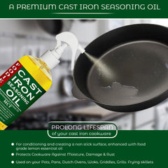 Cast Iron Oil by Foodieville for Seasoning Cast Iron Cookware.