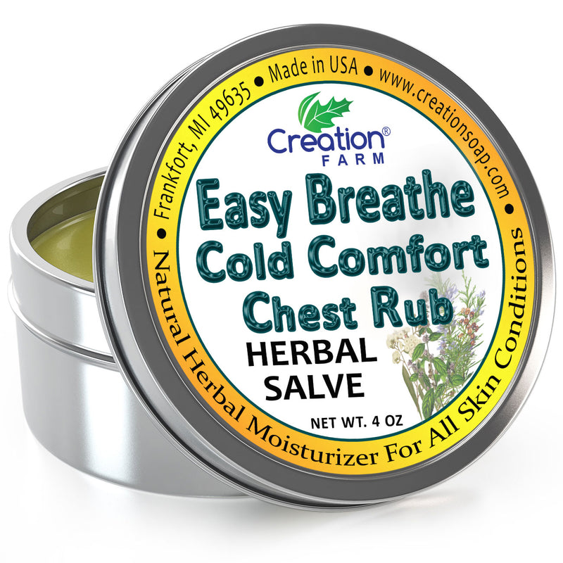 Easy Breathe Cold Comfort Chest Rub Large 4 Oz Tin - All Natural Botanical Ingredients - Creation Pharm