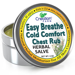 Easy Breathe Cold Comfort Chest Rub Large 4 Oz Tin - All Natural Botanical Ingredients - Creation Pharm