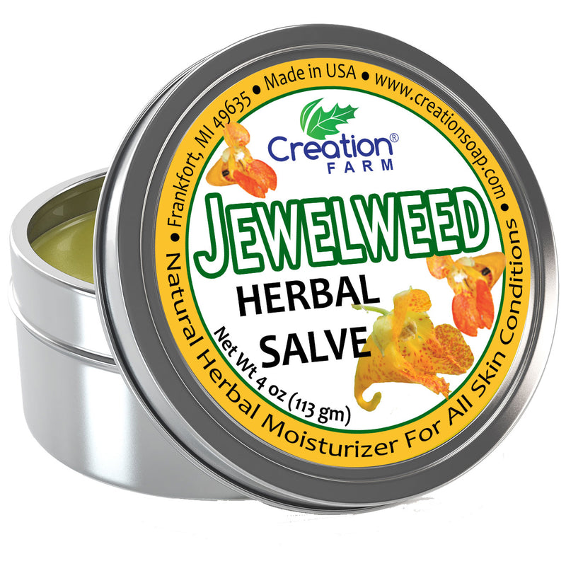 Jewelweed Herbal Salve Tin 4 oz - poison ivy summer skin comfort itchy sting - Creation Pharm