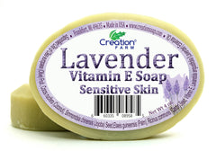 Lavender Vitamin E Soap - For Sensitive and Dry Skin 4oz Bar (Two 4 oz Bar Pack) - Creation Pharm